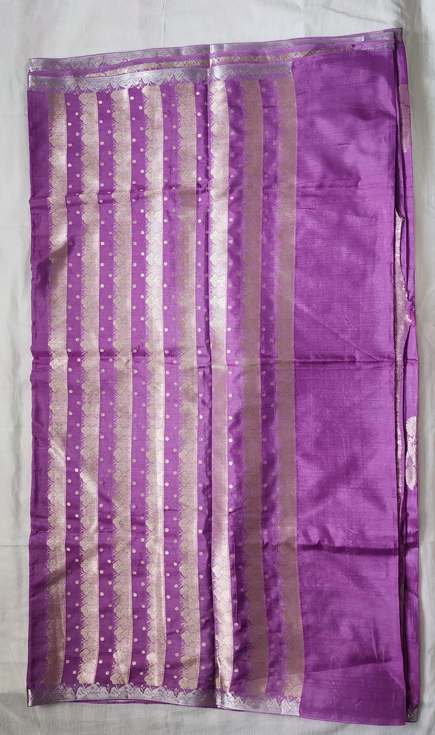 Violet Banaras Viscose Silk Saree with Zari Border – Radiance in Every Drape