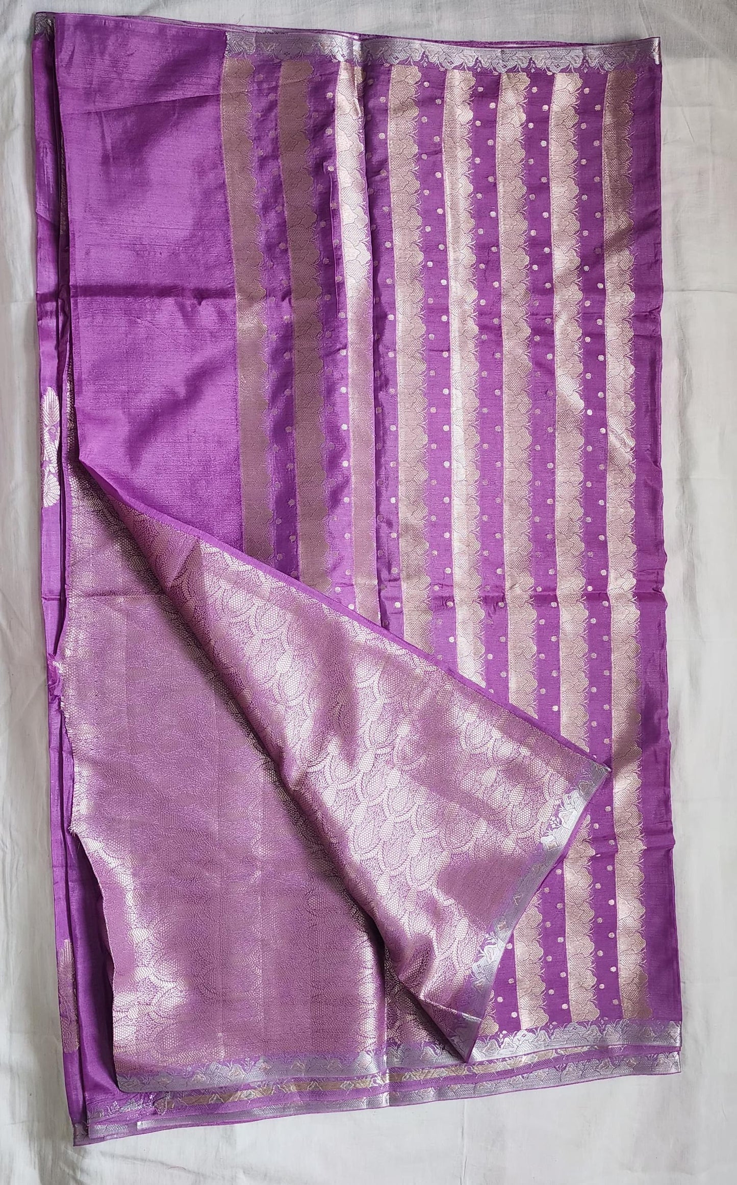 Violet Banaras Viscose Silk Saree with Zari Border – Radiance in Every Drape