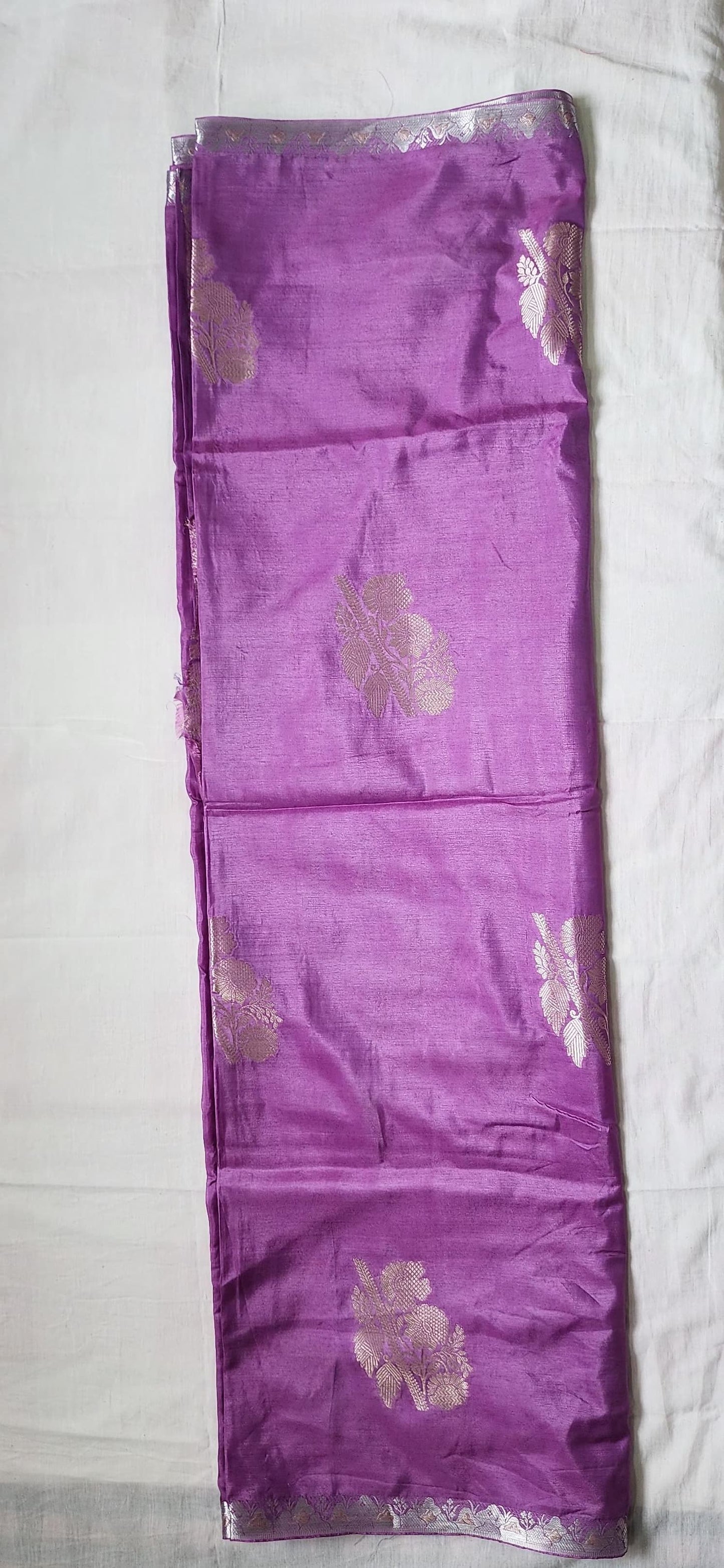 Violet Banaras Viscose Silk Saree with Zari Border – Radiance in Every Drape