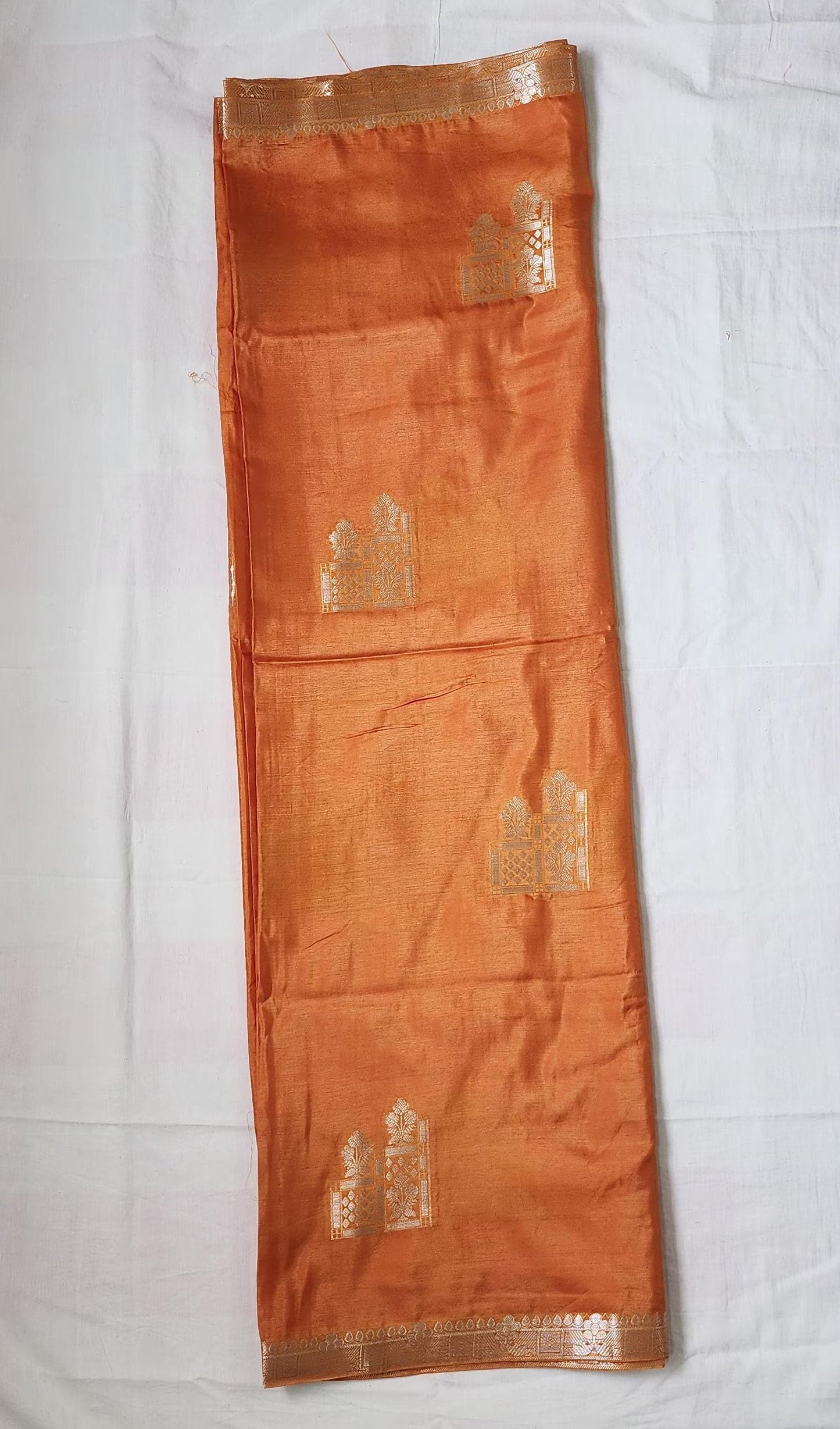 Orange Banaras Viscose Silk Saree with Zari Border – A Drape of Divine Radiance