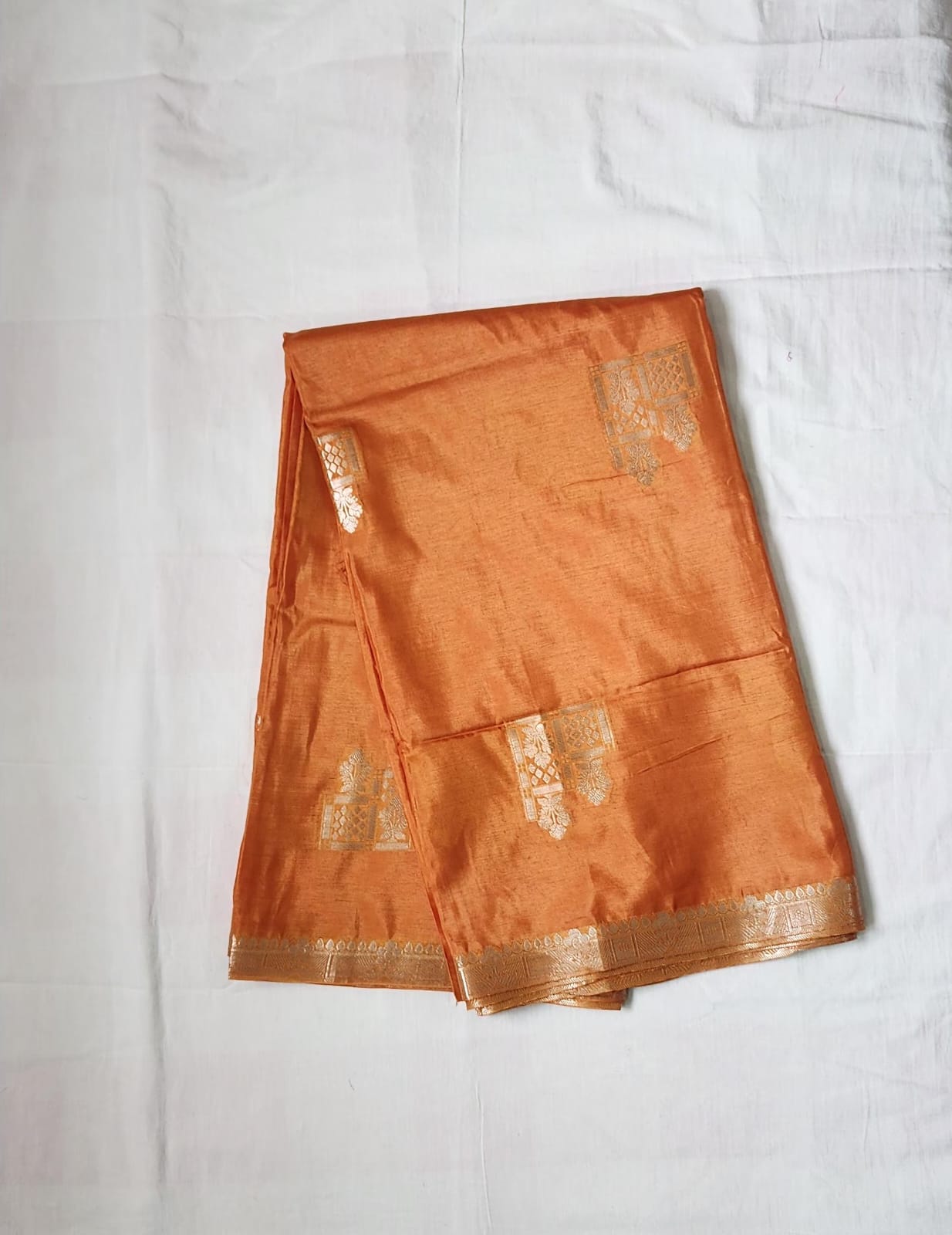 Orange Banaras Viscose Silk Saree with Zari Border – A Drape of Divine Radiance