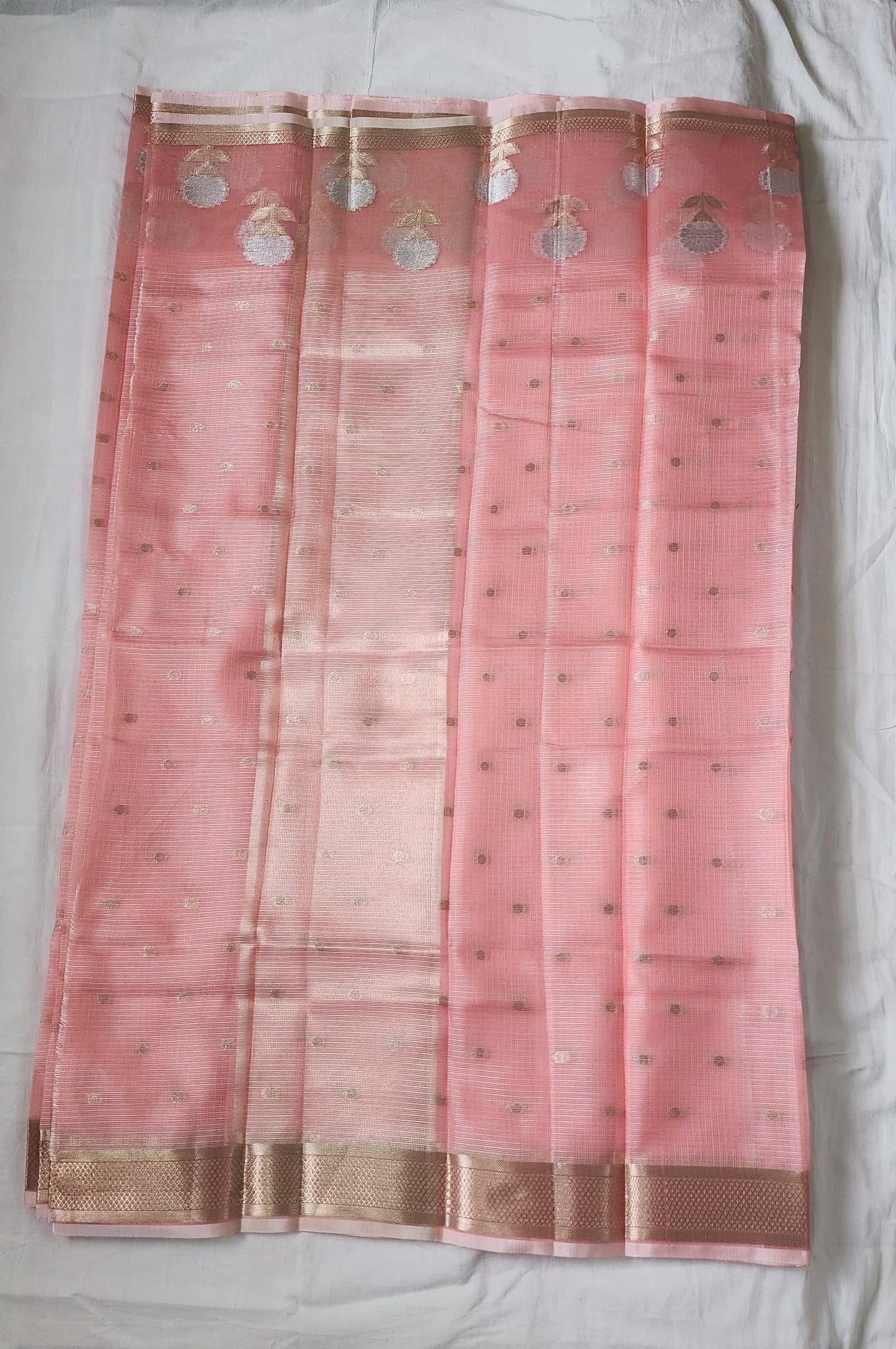 Peach Banaras Cotton-Silk Saree – Graceful Charm with a Festive Glow