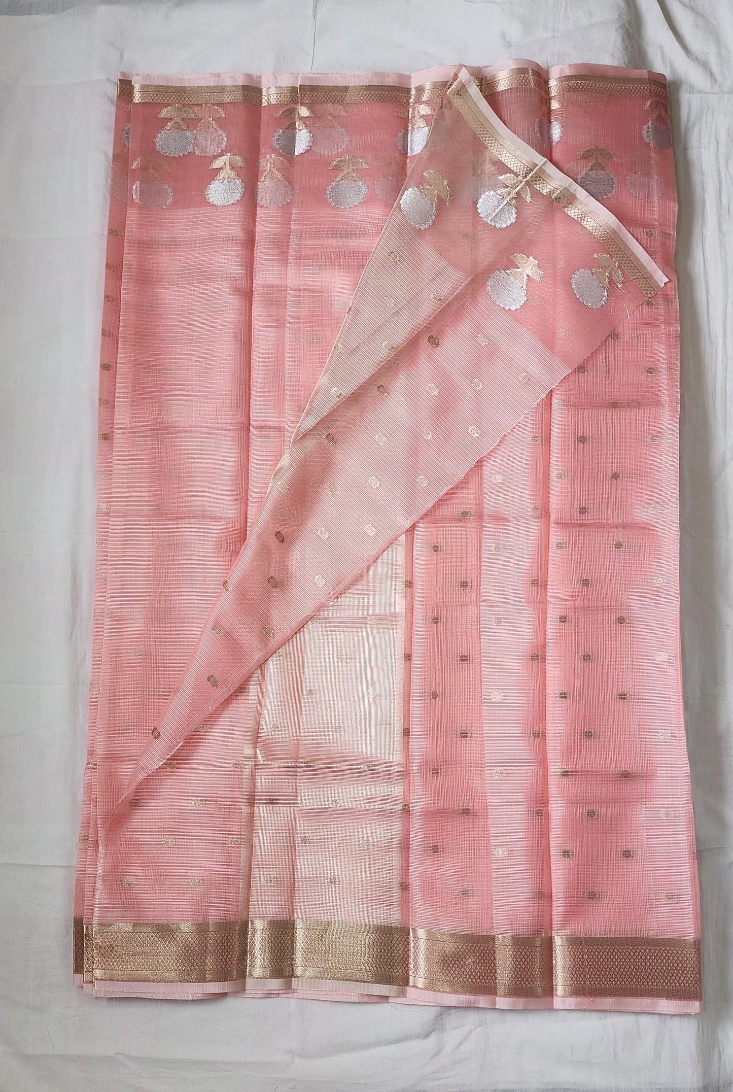 Peach Banaras Cotton-Silk Saree – Graceful Charm with a Festive Glow