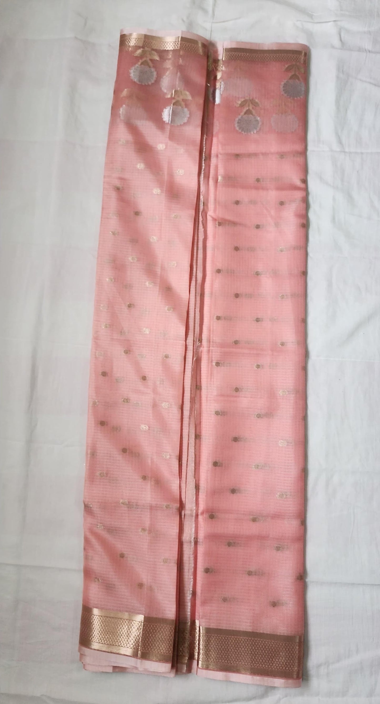 Peach Banaras Cotton-Silk Saree – Graceful Charm with a Festive Glow