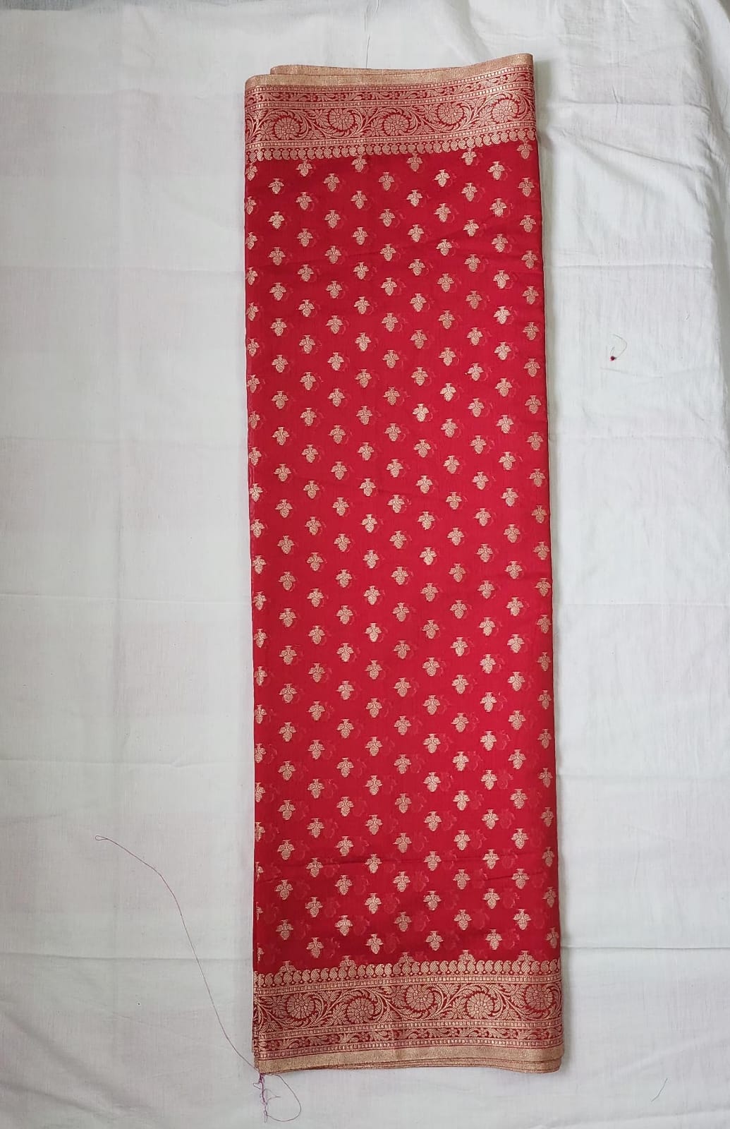 Red Banaras Cotton-Silk Saree with Rich Pallu – Timeless Grace in Every Thread