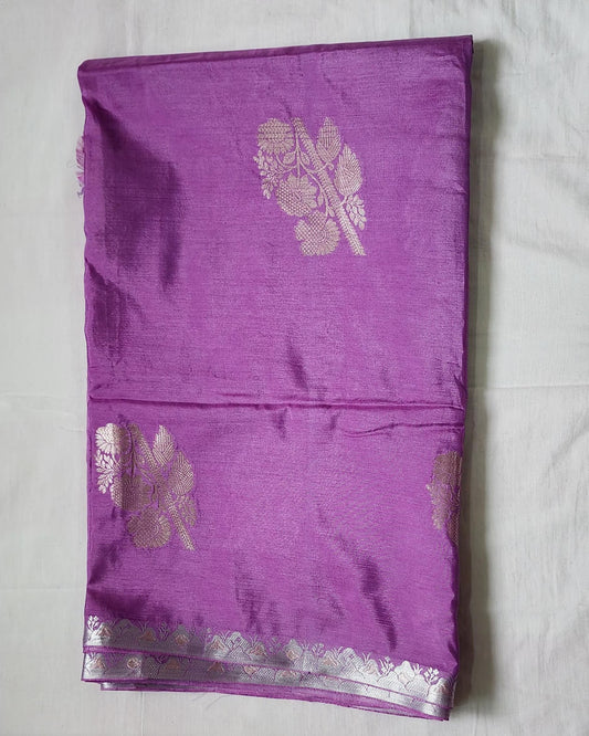 Violet Banaras Viscose Silk Saree with Zari Border – Radiance in Every Drape
