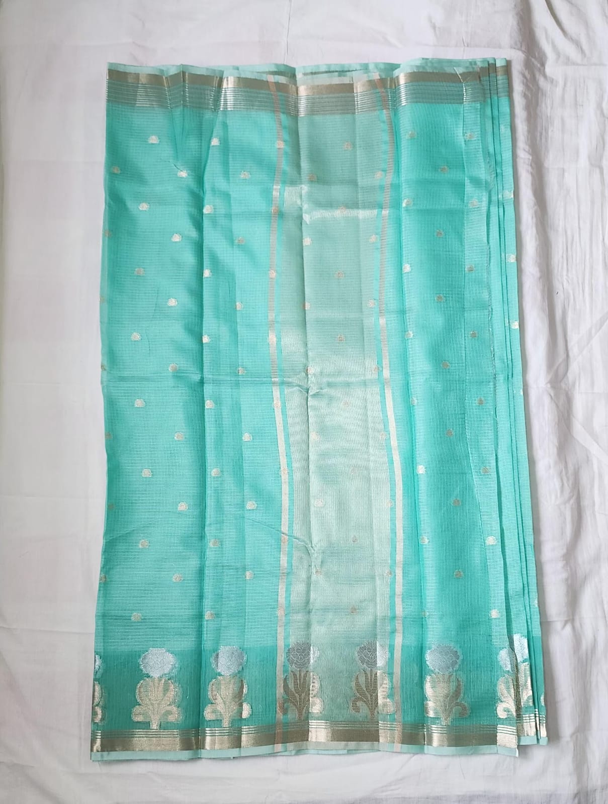 Sky Blue Banaras Cotton-Silk Saree – Serene Elegance for Every Occasion