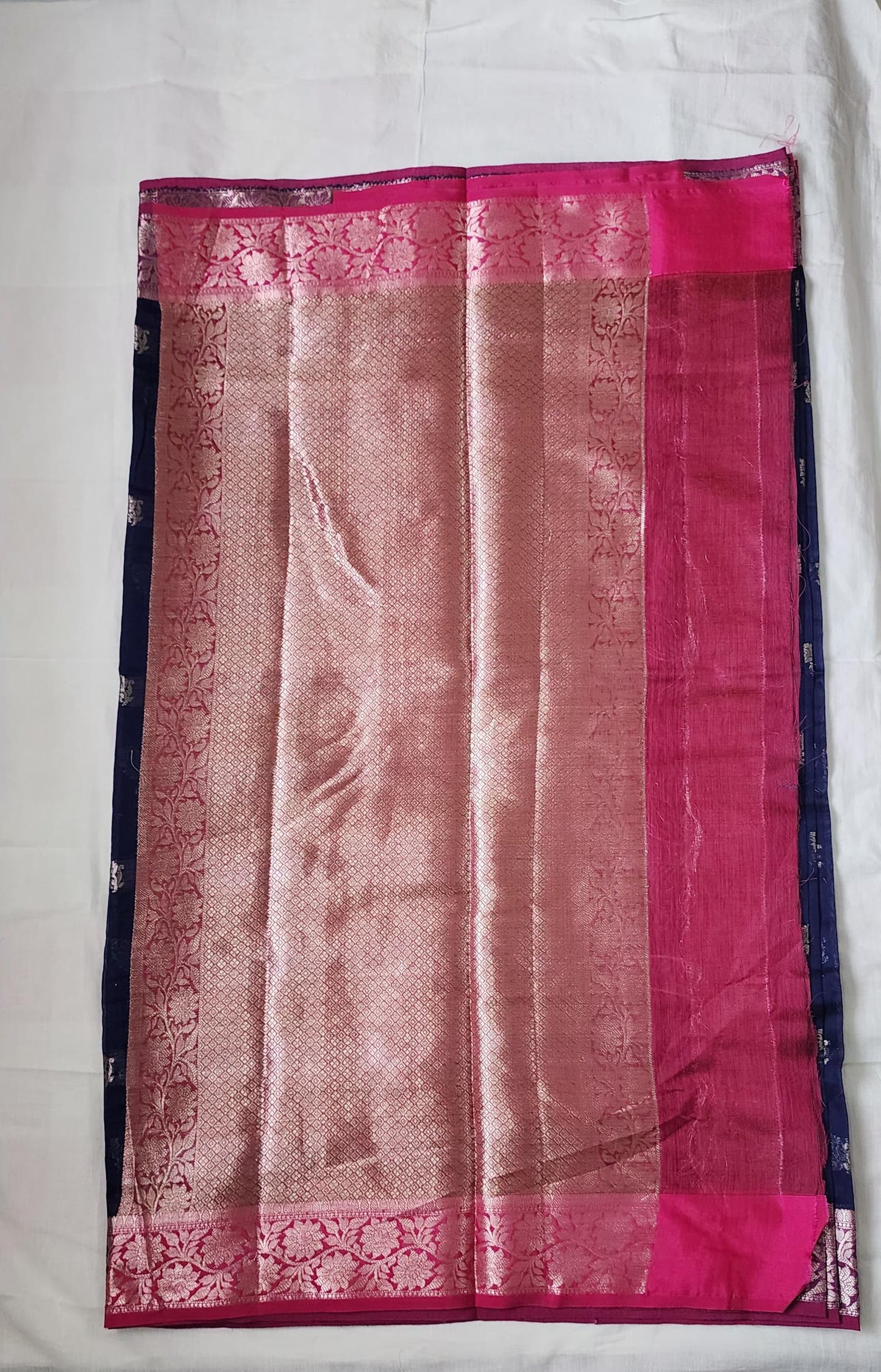Blue Banaras Cotton-Silk Saree with Zari Border – A Bold Blend of Tradition
