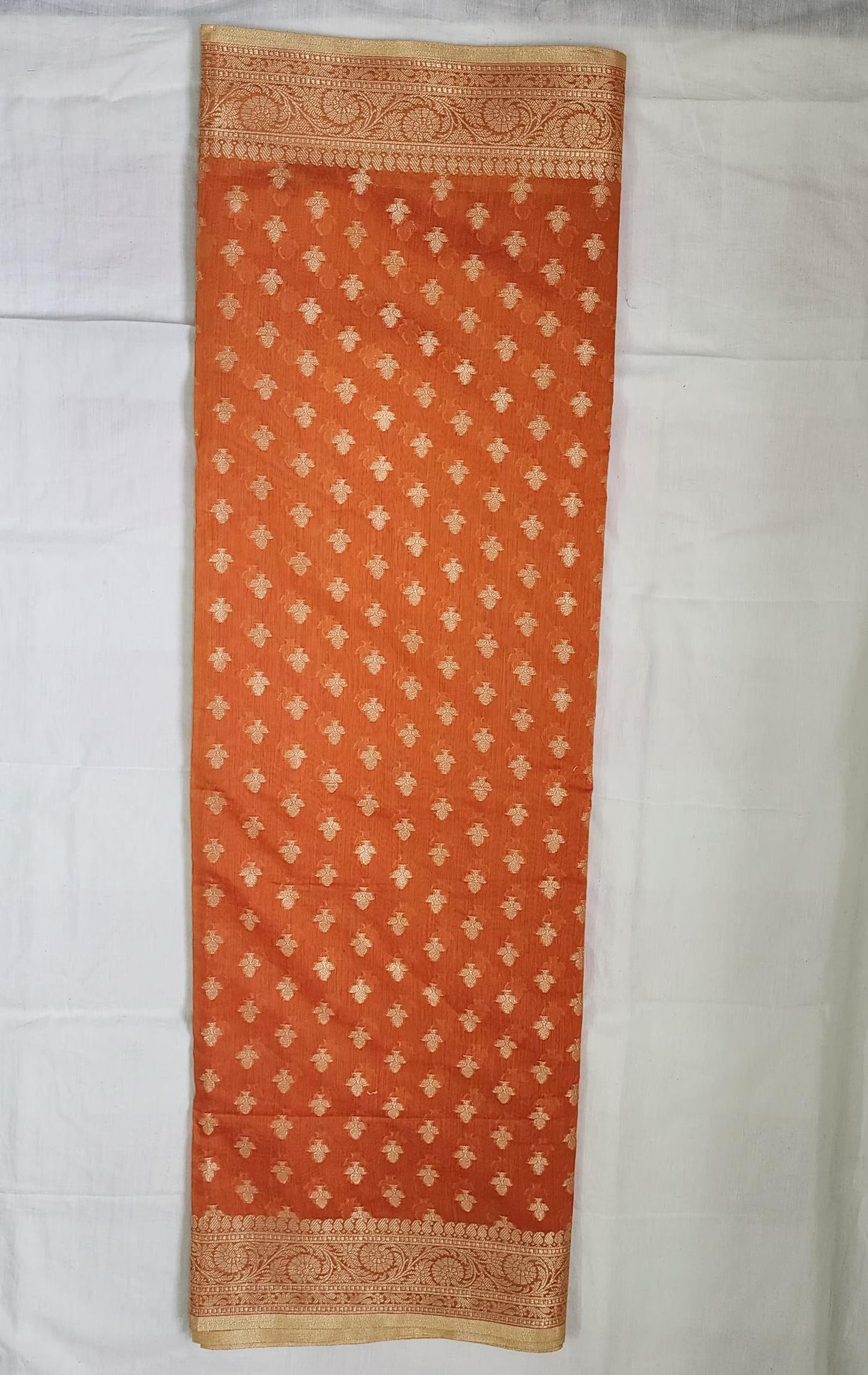 Orange Banaras Cotton-Silk Saree with Rich Pallu & Zari Border – Radiant Tradition for Every Occasion