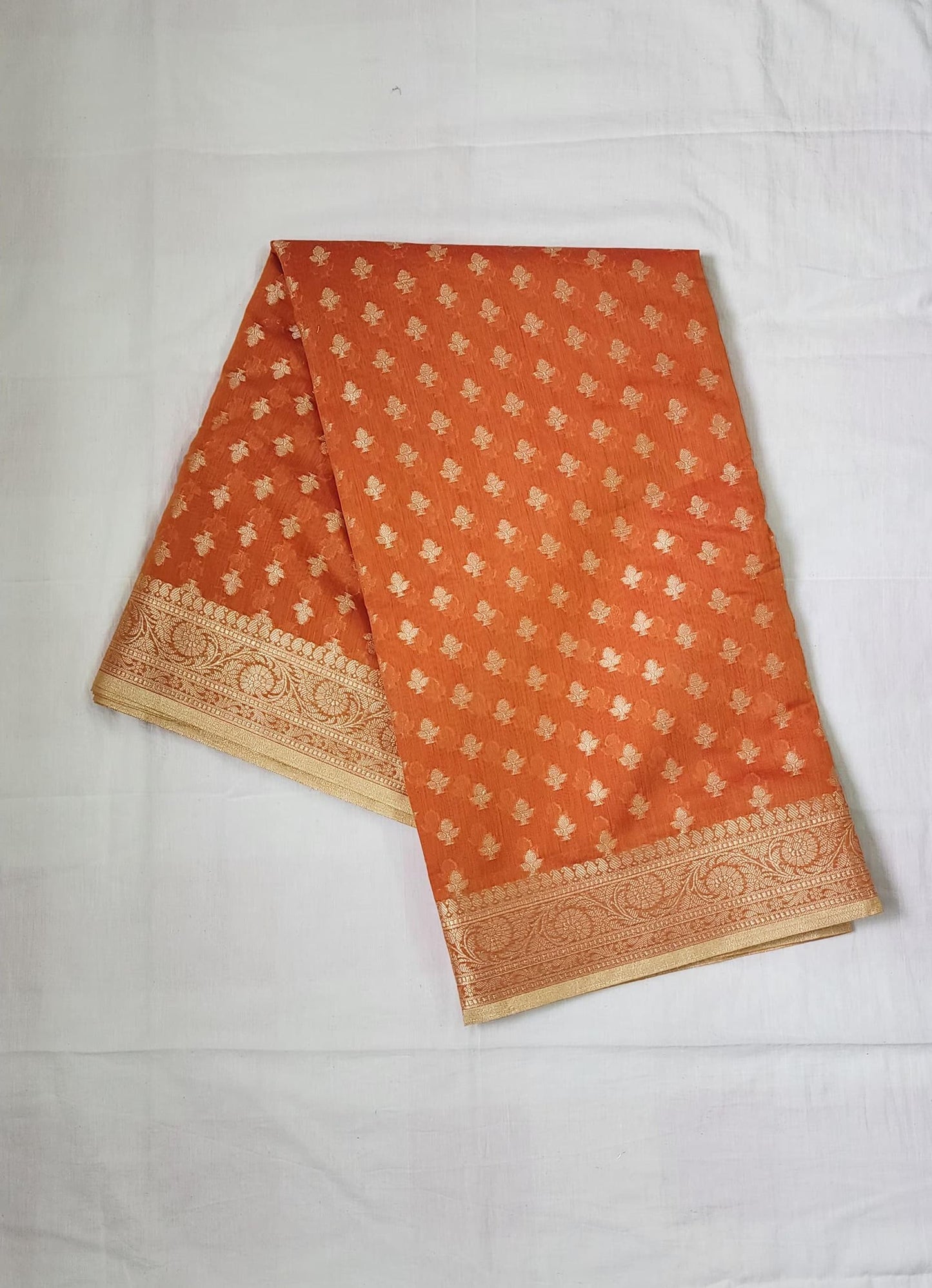 Orange Banaras Cotton-Silk Saree with Rich Pallu & Zari Border – Radiant Tradition for Every Occasion