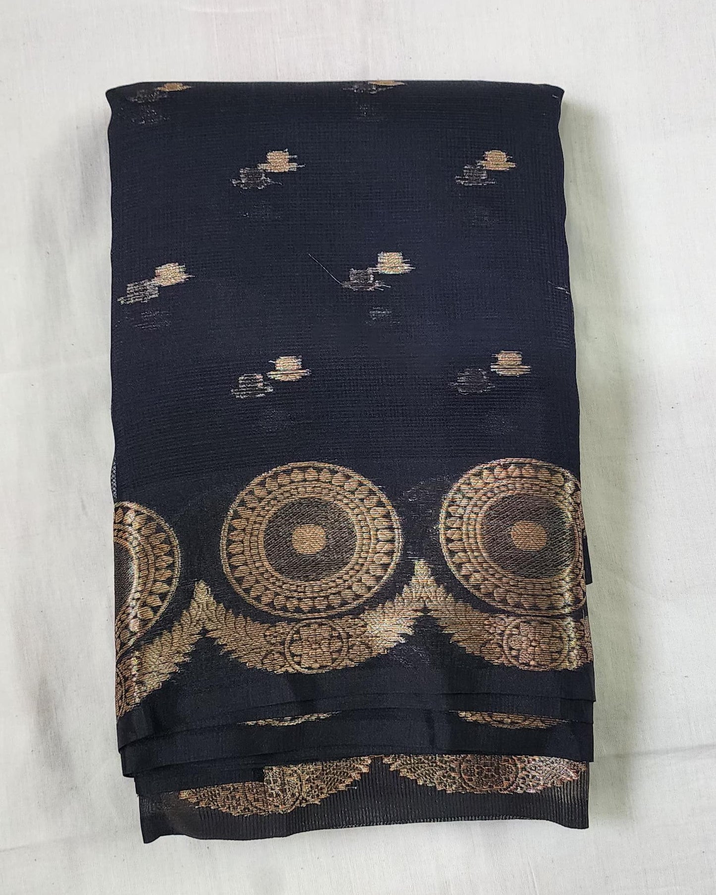 Elegant Navy Blue Banarasi Cotton Silk Saree with Rich Zari Border & Pallu – Festive & Party Wear