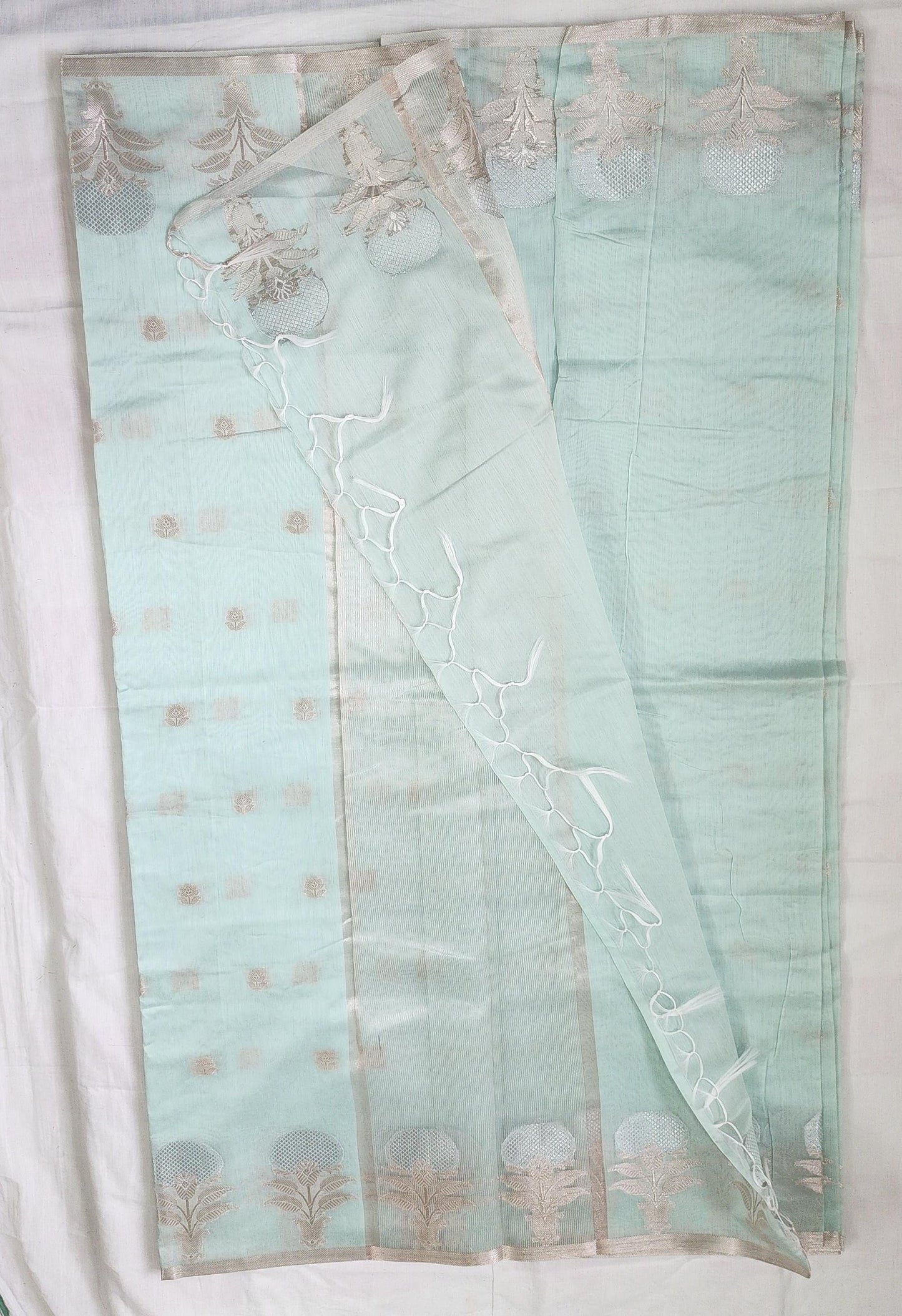 Light Blue Banarasi Cotton Silk Saree with Rich Pallu – Perfect for Festive, Temple & Party Wear