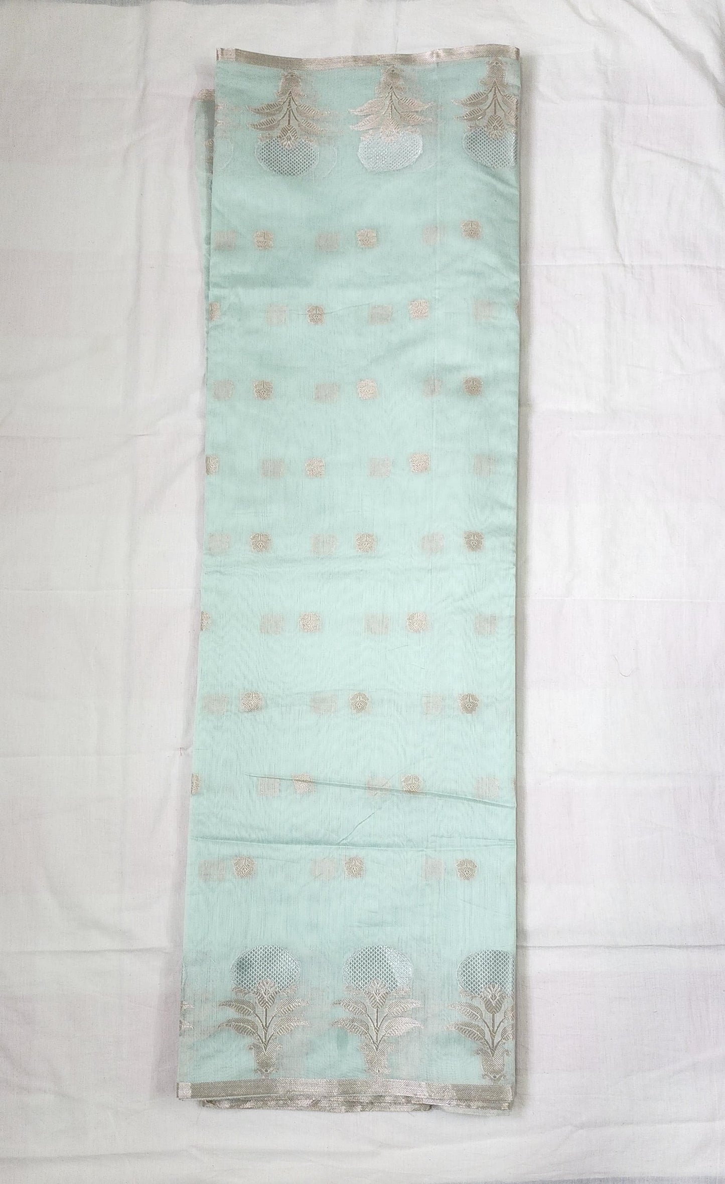 Light Blue Banarasi Cotton Silk Saree with Rich Pallu – Perfect for Festive, Temple & Party Wear