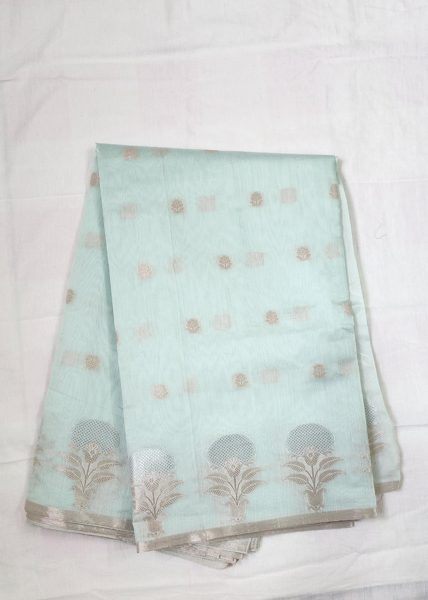 Light Blue Banarasi Cotton Silk Saree with Rich Pallu – Perfect for Festive, Temple & Party Wear